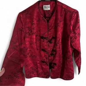 Women's Elegant Red Floral Blazer